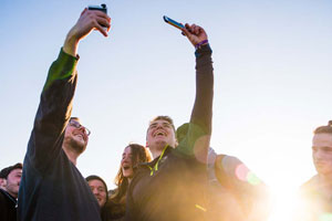 Explorers taking selfies